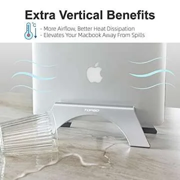 TOPGO Vertical Laptop Stand, [Space Saver & Firmly Stable] Laptop Holder for Desk Compatible with MacBook and Other Notebooks Thickness Less Than 0.69" to Organize Work & Home Office (Black)