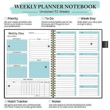 Undated Weekly Planner with Habit Tracker & To-Do List