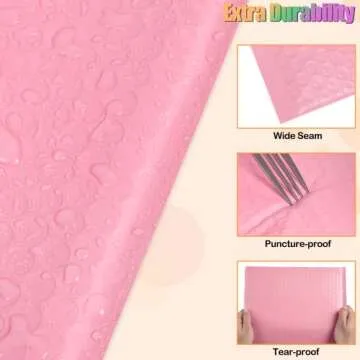 4x8 Inch Bubble Mailers 100 Pack, Self Seal Padded Envelopes for Small Business, Waterproof Shipping Bags, Light pink