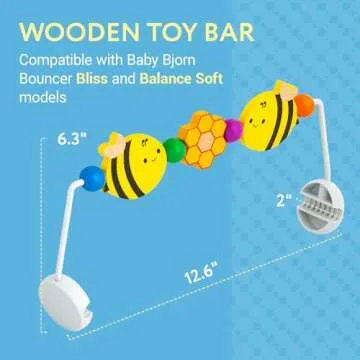 IMPRESA Wooden Baby Arch Toy Attachment Fits Baby Bjorn Bouncer, Honey Bee Design to Stimulate Motor...