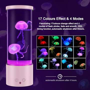 AONESY Jellyfish Lamp, 17 Color Changing Jelly Fish Tank Mood Lamps for Home Office Room Desktop Decoration, Jellyfish Aquarium Night Light for Kids Teens Girls Boys Adults