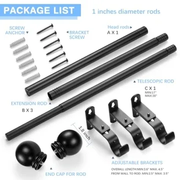 Adjustable AMZSEVEN Curtain Rods - 16-76 inches