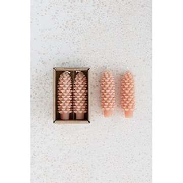 Creative Co-Op Pinecone Taper Candles Set of 2