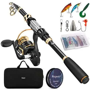 Fishing Rod and Reel Combo Telescopic Pole Set with Fishing Line, Fishing Lures Kit and Carrier Bag for Sea Saltwater Freshwater (A-Full Kit with Carrier Bag, 2.7M-8.86FT)