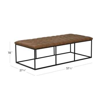 HomePop Home Decor | Large Upholstered Bench | Bench Ottoman with Storage for Living Room & Bedroom | Decorative Home Furniture (Light Brown Faux Leather)