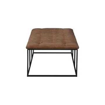 HomePop Home Decor | Large Upholstered Bench | Bench Ottoman with Storage for Living Room & Bedroom | Decorative Home Furniture (Light Brown Faux Leather)