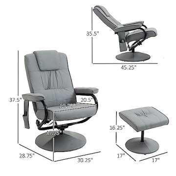 Comfortable HOMCOM Massaging Recliner Chair with Ottoman