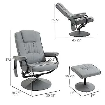 Comfortable HOMCOM Massaging Recliner Chair with Ottoman