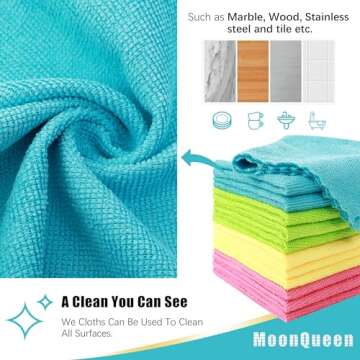MOONQUEEN Reusable Microfiber Cleaning Towels for All Surfaces