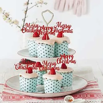 Festive 36 PCS Merry Christmas Cupcake Toppers for Holiday Fun