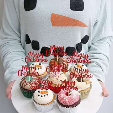 Festive 36 PCS Merry Christmas Cupcake Toppers for Holiday Fun