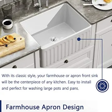 DeerValley 24" Farmhouse Single Kitchen Sink for Elegant Homes
