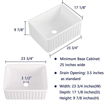 DeerValley 24" Farmhouse Single Kitchen Sink for Elegant Homes