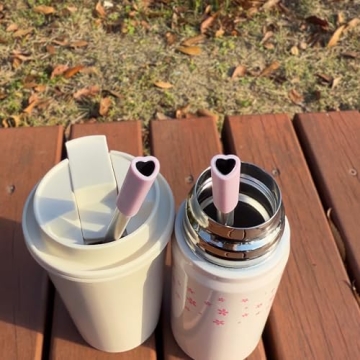 Heart Shaped Stainless Steel Straws with Pink Tips Set of 4