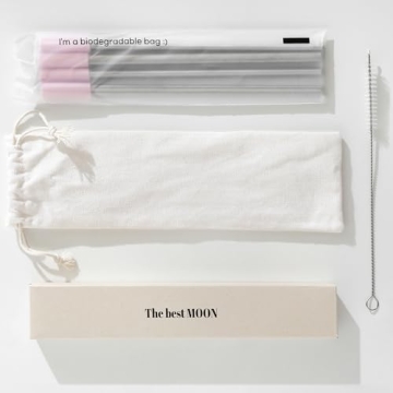 Heart Shaped Stainless Steel Straws with Pink Tips Set of 4