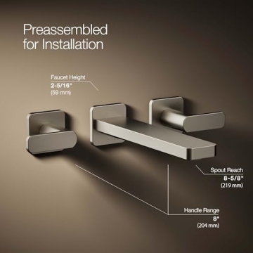 KOHLER Parallel Wall-Mount Sink Faucet Trim Brushed Nickel