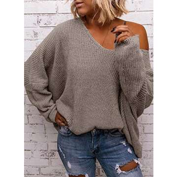 BZB Women's V Neck Oversized Pullover for All Occasions