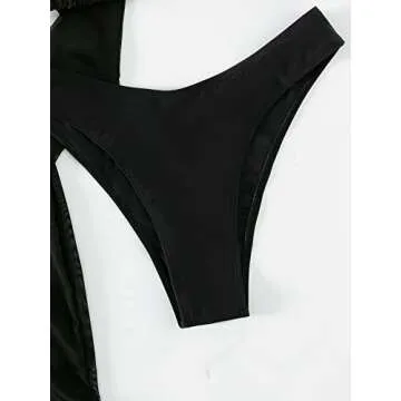 Stylish WDIRARA 3 Pieces Tie Back Halter Bikini Set