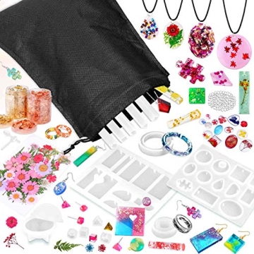 Beginner Resin Jewelry Making Kit with 219Pcs DIY Craft Set