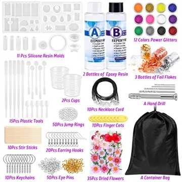 Beginner Resin Jewelry Making Kit with 219Pcs DIY Craft Set