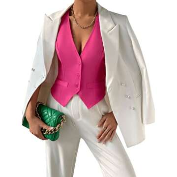 Chic Hot Pink Verdusa Sleeveless Vest Jacket for Women