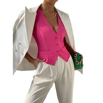 Chic Hot Pink Verdusa Sleeveless Vest Jacket for Women