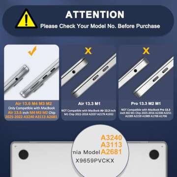 MOSISO Compatible with MacBook Air 13 inch Case 2025 2024 2023 2022 Release M4 A3240 M3 A3113 M2 A26...