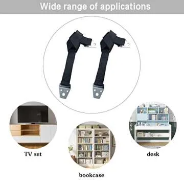 Heavy Duty Adjustable TV Anti-Tip Straps for Safety