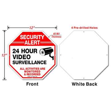 Video Surveillance Signs (2 Pack) 12 x 12 Rust Free .040 Aluminum Security Warning Reflective Metal ...
