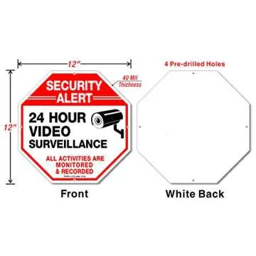 Video Surveillance Signs (2 Pack) 12 x 12 Rust Free .040 Aluminum Security Warning Reflective Metal ...