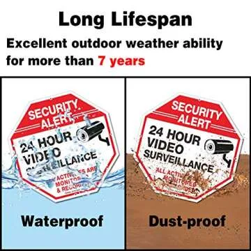 Video Surveillance Signs (2 Pack) 12 x 12 Rust Free .040 Aluminum Security Warning Reflective Metal Signs, Indoor or Outdoor Use for Home Business CCTV Security Camera, UV Protected & Waterproof