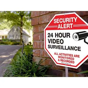 Video Surveillance Signs (2 Pack) 12 x 12 Rust Free .040 Aluminum Security Warning Reflective Metal Signs, Indoor or Outdoor Use for Home Business CCTV Security Camera, UV Protected & Waterproof