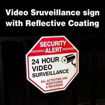 Video Surveillance Signs (2 Pack) 12 x 12 Rust Free .040 Aluminum Security Warning Reflective Metal Signs, Indoor or Outdoor Use for Home Business CCTV Security Camera, UV Protected & Waterproof