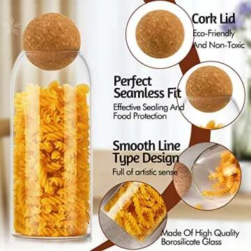 3Pcs Stylish Glass Jars with Cork for Food Storage