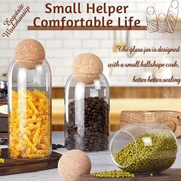 3Pcs Stylish Glass Jars with Cork for Food Storage
