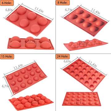 Semicircle Silicone Mold,Shxmlf Half Sphere Chocolate, Candy and Gummy Mold Teacake Bakeware Set for...