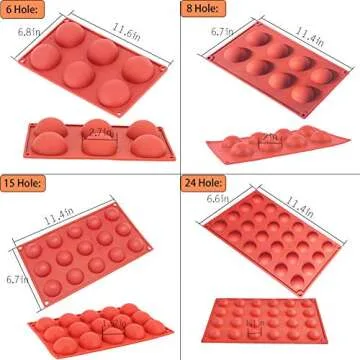 Semicircle Silicone Mold,Shxmlf Half Sphere Chocolate, Candy and Gummy Mold Teacake Bakeware Set for...