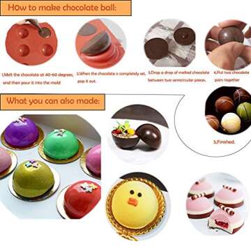 Semicircle Silicone Mold,Shxmlf Half Sphere Chocolate, Candy and Gummy Mold Teacake Bakeware Set for Cake Decoration Mousse Dome Jelly Ice Cream Bombe Cupcake Baking Mold, Assorted Size,Set of 4