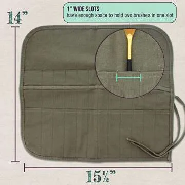 U.S. Art Supply Deluxe Canvas Brush Holder - 24 Slot Pouch