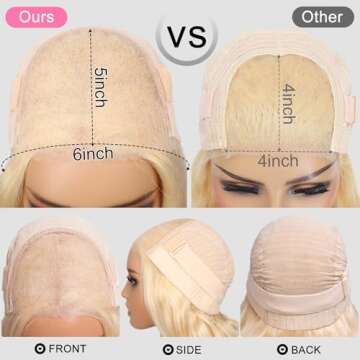 SUPERLOOK 6X5 613 Lace Front Wig Human Hair 220% Density Wear and Go Glueless Wigs Human Hair Blonde Lace Front Wigs Human Hair Pre cut Lace Pre Plucked Real Bleached Knots (26inch,6X5 Body Wave Wig)