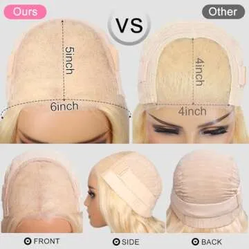 SUPERLOOK 6X5 613 Lace Front Wig Human Hair 220% Density Wear and Go Glueless Wigs Human Hair Blonde Lace Front Wigs Human Hair Pre cut Lace Pre Plucked Real Bleached Knots (26inch,6X5 Body Wave Wig)