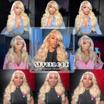 SUPERLOOK 6X5 613 Lace Front Wig Human Hair 220% Density Wear and Go Glueless Wigs Human Hair Blonde Lace Front Wigs Human Hair Pre cut Lace Pre Plucked Real Bleached Knots (26inch,6X5 Body Wave Wig)