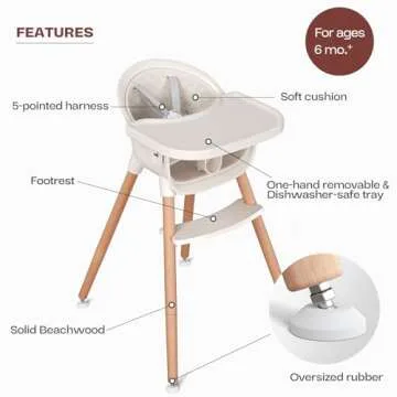 Fodoss 3-in-1 Convertible High Chair for Babies and Toddlers