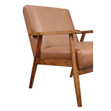 Pulaski DS-D030003-329 Wood Frame Faux Leather Accent Chair, 25.38" x 28.0" x 30.5", Cognac Brown