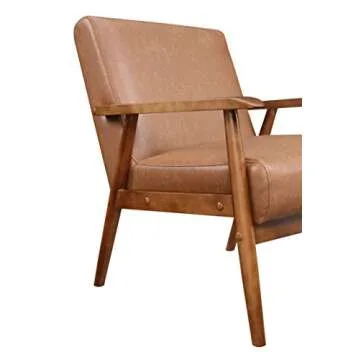 Pulaski DS-D030003-329 Wood Frame Faux Leather Accent Chair, 25.38" x 28.0" x 30.5", Cognac Brown
