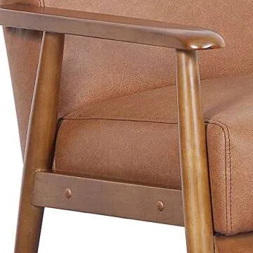Pulaski DS-D030003-329 Wood Frame Faux Leather Accent Chair, 25.38" x 28.0" x 30.5", Cognac Brown