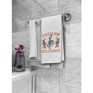 Dibor Funny Retro Western Hippie Skull Cowboy Rodeo Leopard Lightning Kitchen Towels Dish Towels Dishcloth,Western Absorbent Drying Cloth Hand Towel Tea Towel for Bathroom Kitchen