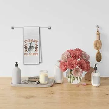 Dibor Funny Retro Western Hippie Skull Cowboy Rodeo Leopard Lightning Kitchen Towels Dish Towels Dishcloth,Western Absorbent Drying Cloth Hand Towel Tea Towel for Bathroom Kitchen