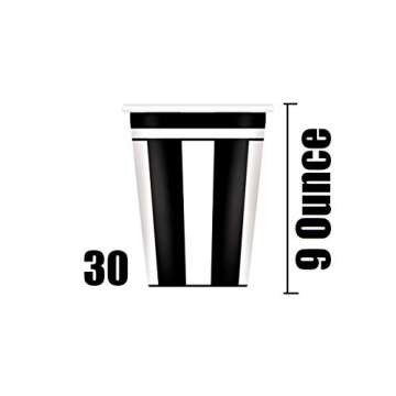 Oojami Black and White Party Supplies Set for 30 Guests