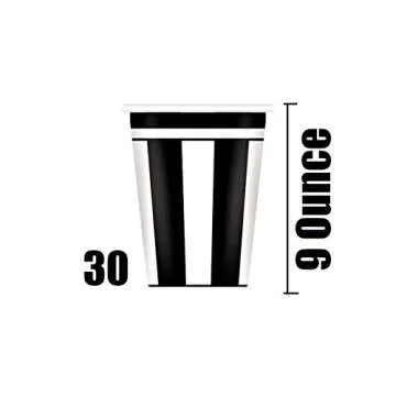 Oojami Black and White Party Supplies Set for 30 Guests